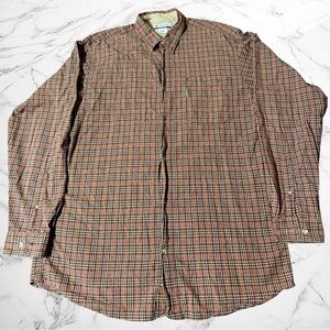 Columbia Sportswear Men’s XL Tall Brown Plaid Long Sleeve Button Down Shirt